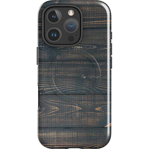 Black Painted Wood iPhone 16 Pro Magsafe Impact Case